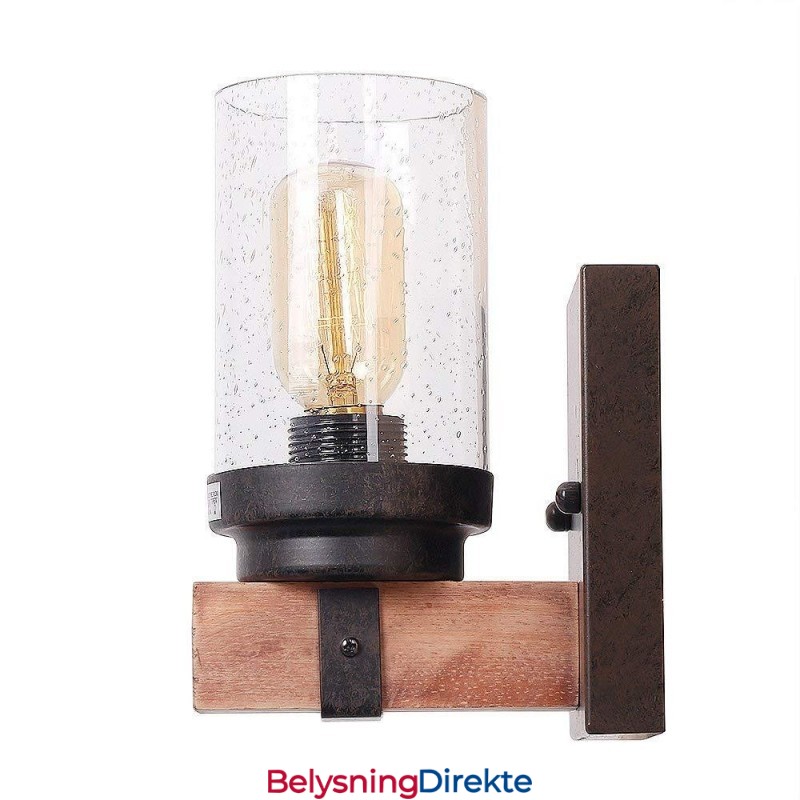 1 Lys Vintage Vegglampe I Tre I Industriell Stil For Vind, Bar, Loft, Kaffe, Restaurant