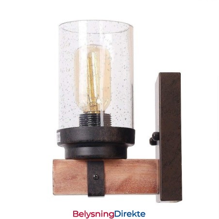 1 Lys Vintage Vegglampe I Tre I Industriell Stil For Vind, Bar, Loft, Kaffe, Restaurant