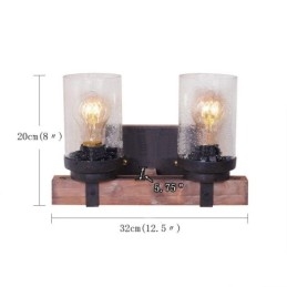 2-Lys Vintage Vegglampe I Tre I Industriell Stil For Vind, Bar, Loft, Kaffe, Restaurant