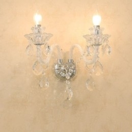 2 Matchende Krystalllys Retro Glassvegglampe Med 2 Lys