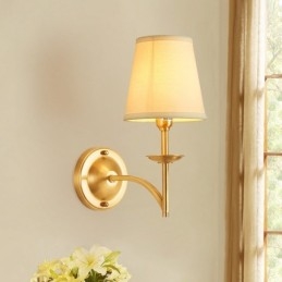 Luksuriøs Rustikk Retro Vintage Vegglampe Med 1 Lys Og Stoffskjerm I Ren Messing, Spesialtilpasset Til Hotell, Soverom, Utstillingslokale, Stue, Spisestue