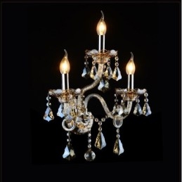 3 Lys Matchende Konjakkfarget K9 Krystalllys Retro Glassvegglampe