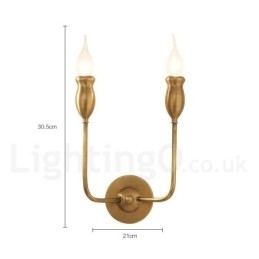 Luksuriøs Rustikk Retro Vintage Messing Vegglampe Med 2 Lys, Spesielt For Hotell, Kontor, Utstillingslokale, Stue, Spisestue