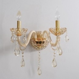 2 Lys Gullfarget K9 Krystalllys Retro Glassvegglampe