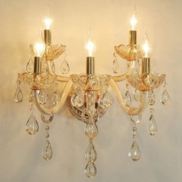 Lys Gullfarget K9 Krystalllys Retro Glassvegglampe