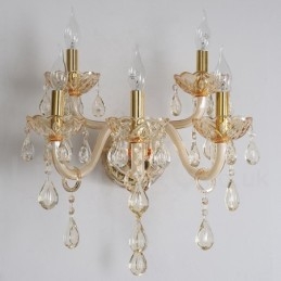 Lys Gullfarget K9 Krystalllys Retro Glassvegglampe