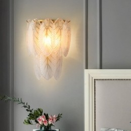 Nordisk Fransk Fjærkrystallvegglampe Postmodern Belysning Luksuriøs Stue Bakgrunnsvegg Korridorlignende Hotellpanelvegglampe