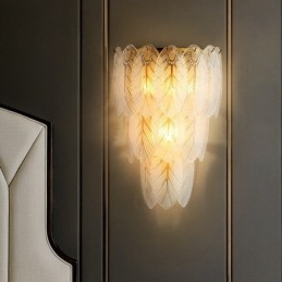 Nordisk Fransk Fjærkrystallvegglampe Postmodern Belysning Luksuriøs Stue Bakgrunnsvegg Korridorlignende Hotellpanelvegglampe