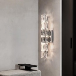 Vegglampe Til Stue, Luksuriøs, Enkel, Nattbordslampe Til Soverom, Hotellobby, Midtgang, Villaprosjekt, Krystallvegglampe I Rustfritt Stål