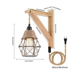 Vegglampe I Jernkunst I Hamptau Med Amerikansk Pastoral Retro-Stil Og Stikkontakt