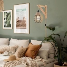 Vegglampe I Jernkunst I Hamptau Med Amerikansk Pastoral Retro-Stil Og Stikkontakt