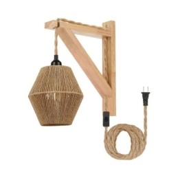 Vegglampe I Papirsnor, Amerikansk Pastoral Retro-Vegglampe Med Stikkontakt