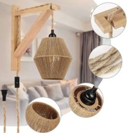 Vegglampe I Papirsnor, Amerikansk Pastoral Retro-Vegglampe Med Stikkontakt
