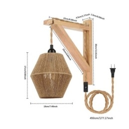 Vegglampe I Papirsnor, Amerikansk Pastoral Retro-Vegglampe Med Stikkontakt