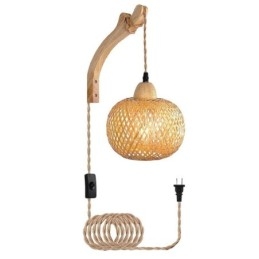 Vegglampe I Bambus, Amerikansk Pastoral Retro, Hamptau, Vegglampe Med Plugg