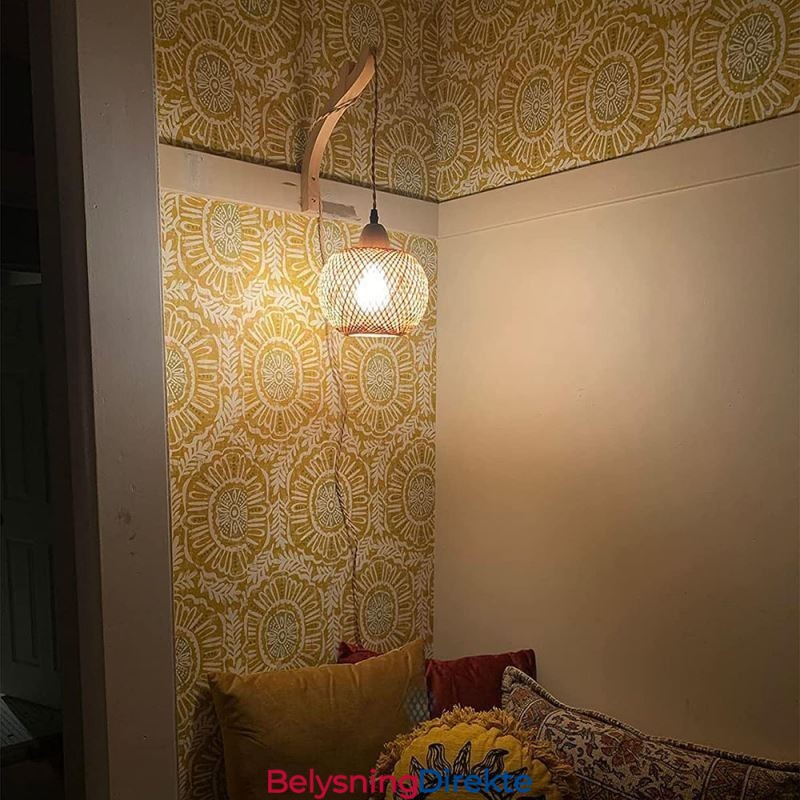 Vegglampe I Bambus, Amerikansk Pastoral Retro, Hamptau, Vegglampe Med Plugg
