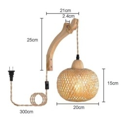 Vegglampe I Bambus, Amerikansk Pastoral Retro, Hamptau, Vegglampe Med Plugg