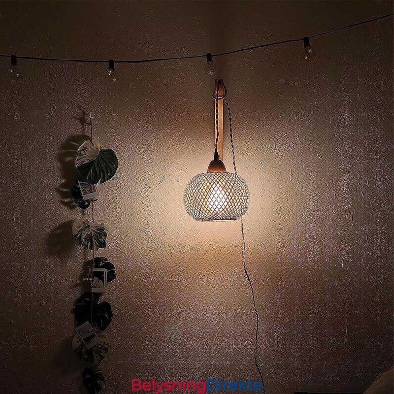 Vegglampe I Bambus, Amerikansk Pastoral Retro, Hamptau, Vegglampe Med Plugg