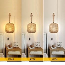 Amerikansk Retro Vegglampe Med 3M Hamptau Hengende Linje Papirtau Vevd Lampeskjerm
