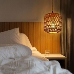 Amerikansk Retro Vegglampe Med 3M Hamptau Hengende Linje Papirtau Vevd Lampeskjerm