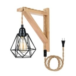 Amerikansk Retro Vegglampe 2,5 M Hamptau Hengende Wire Svart Jernmalt Lampeskjerm