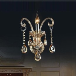 Europeisk Vegglampe I Ravfarget Konjakkfarget Krystallvegglampe I Enkel Lampebelysning