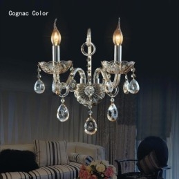 Europeisk Vegglampe I Ravfarget Konjakkfarget Krystallvegglampe I Enkel Lampebelysning