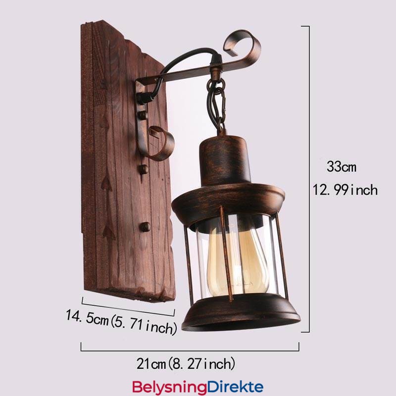 Amerikansk Vintage Vegglampe Industriell Loft Vegglampe Heltre Glasslampe