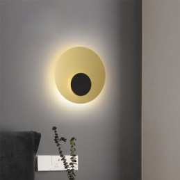 Nordisk Vegglampe Svart Gull Rund Vegglampe I Helkobber