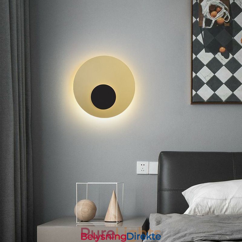 Nordisk Vegglampe Svart Gull Rund Vegglampe I Helkobber