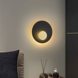 Nordisk Vegglampe Svart Gull Rund Vegglampe I Helkobber