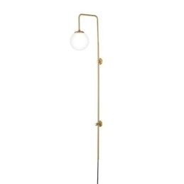 Moderne Globeformet Vegglampe I Børstet Gullfarget Glass