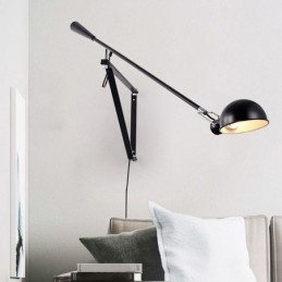 Enkel Vippearm Vegglampe Nattbordslampe Med Leselampe