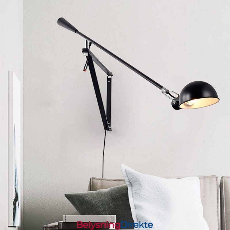 Enkel Vippearm Vegglampe Nattbordslampe Med Leselampe