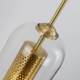 Nordisk Messingvegglampe Med Indre Hul Sylinderlampeskjerm I Glass