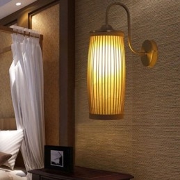 Kreativ Vegglampe I Bambus Med Nattbord Og Nattbord, Landlig Belysning