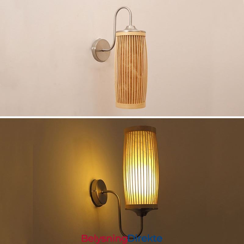 Kreativ Vegglampe I Bambus Med Nattbord Og Nattbord, Landlig Belysning