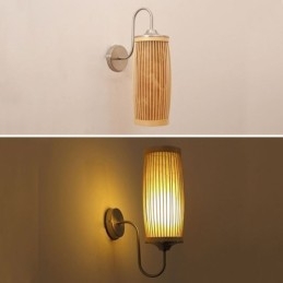 Kreativ Vegglampe I Bambus Med Nattbord Og Nattbord, Landlig Belysning