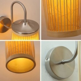 Kreativ Vegglampe I Bambus Med Nattbord Og Nattbord, Landlig Belysning
