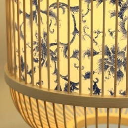 Kreativ Hengende Vegglampe I Bambus Med Burdesign, Dekorativ Lampe Ved Nattbordet