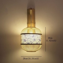 Kreativ Hengende Vegglampe I Bambus Med Burdesign, Dekorativ Lampe Ved Nattbordet