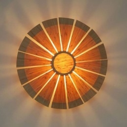 Rund Blomstervegglampe Unik Bambusvegglampe Kreativ Dekorativ Belysning