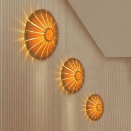 Rund Blomstervegglampe Unik Bambusvegglampe Kreativ Dekorativ Belysning