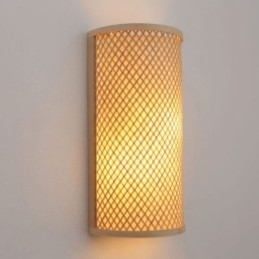 Halvsylindrisk Bambusvegglampe Kreativ Nattbordslampe Trapper Landlig Belysning