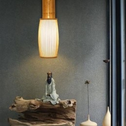 Vevd Bambusvegglampe I Retrostil Med Kinesisk Belysning