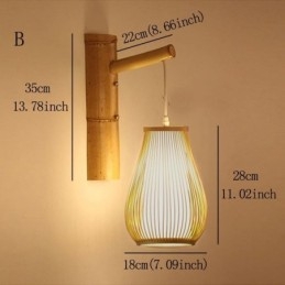 Vevd Bambusvegglampe I Retrostil Med Kinesisk Belysning