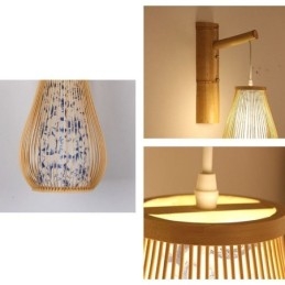Vevd Bambusvegglampe I Retrostil Med Kinesisk Belysning