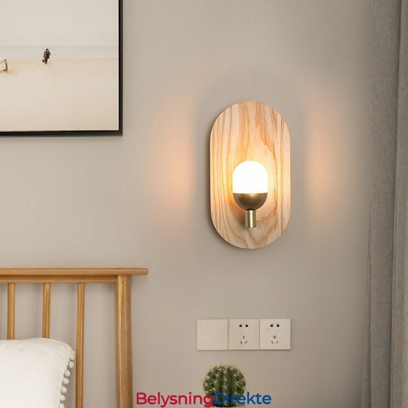 Dekorativ Vegglampe I Tre, Inngangsgang, Nordisk Nattbordslampe