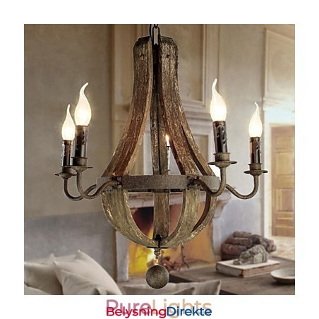 Lysekrone 5 Lys Vintage Retro Landlig Stue Spisestue Metall
