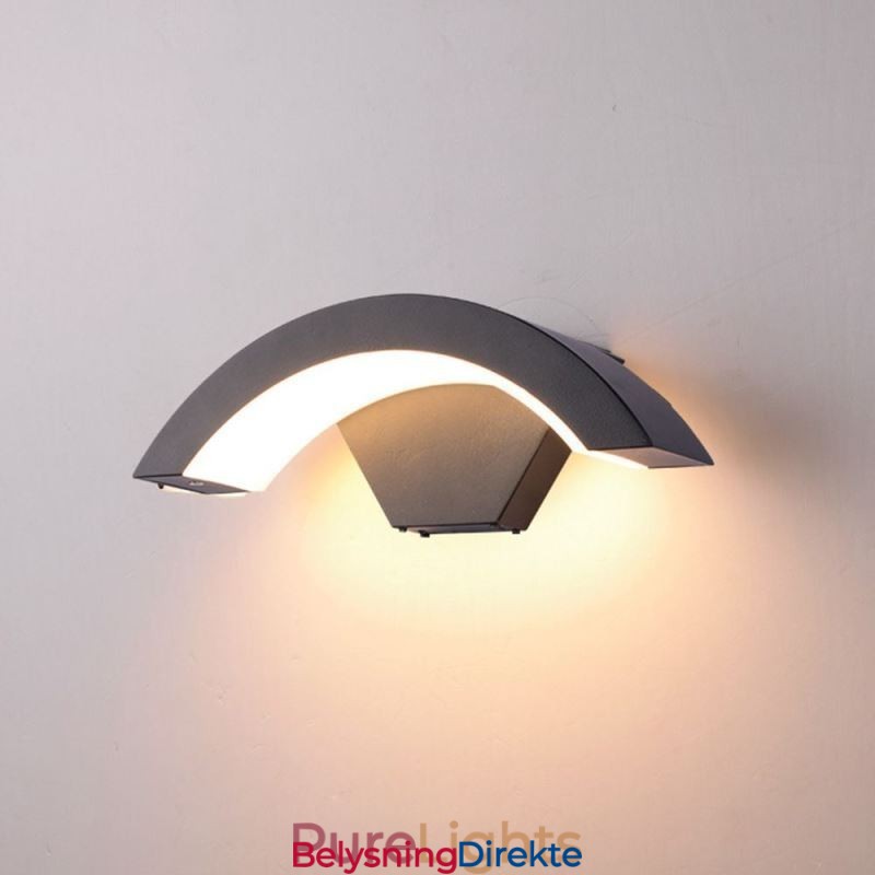 Minimalistisk Aluminiumslampe For Hage, Vanntett Halvmånevegglampe
